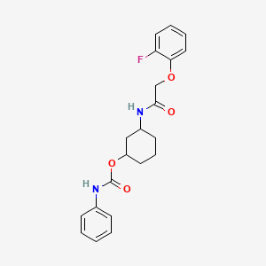 molecular formula C21H23FN2O4 B2701578 3-(2-(2-氟苯氧基)乙酰氨基)环己基苯基甲酸酯 CAS No. 1351645-99-2