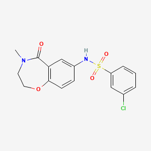 molecular formula C16H15ClN2O4S B2701581 3-氯-N-(4-甲基-5-氧代-2,3,4,5-四氢苯并[f][1,4]噁唑-7-基)苯磺酰胺 CAS No. 922111-93-1