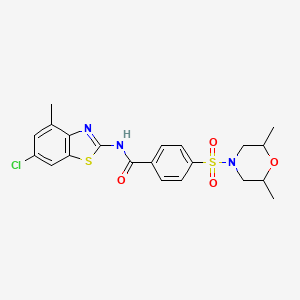 molecular formula C21H22ClN3O4S2 B2701583 N-(6-氯-4-甲基苯并[2,3-d]噻唑-2-基)-4-((2,6-二甲基吗啉-2-基)磺酰)苯甲酰胺 CAS No. 905682-41-9