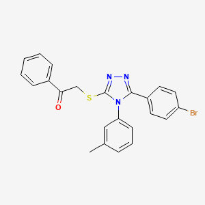 molecular formula C23H18BrN3OS B2701584 2-[[5-(4-Bromophenyl)-4-(3-methylphenyl)-1,2,4-triazol-3-yl]sulfanyl]-1-phenylethanone CAS No. 537703-19-8