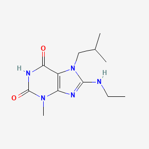 molecular formula C12H19N5O2 B2701586 8-(Ethylamino)-3-methyl-7-(2-methylpropyl)purine-2,6-dione CAS No. 333752-33-3