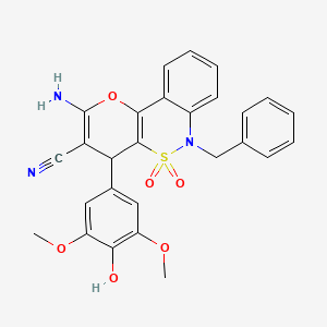 molecular formula C27H23N3O6S B2701597 2-氨基-6-苄基-4-(4-羟基-3,5-二甲氧基苯基)-4,6-二氢吡喃并[3,2-c][2,1]苯并噻嗪-3-碳腈-5,5-二氧化物 CAS No. 893318-60-0