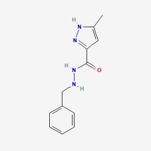 molecular formula C12H14N4O B2701599 N'-苄基-3-甲基-1H-吡唑-5-羧酰肼 CAS No. 6736-45-4