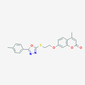 molecular formula C21H18N2O4S B270161 4-methyl-7-(2-{[5-(4-methylphenyl)-1,3,4-oxadiazol-2-yl]sulfanyl}ethoxy)-2H-chromen-2-one 