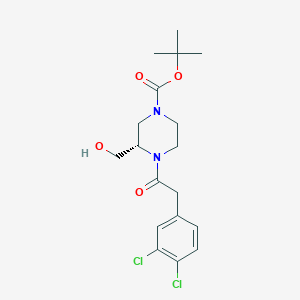 molecular formula C18H24Cl2N2O4 B2701612 tert-butyl (3S)-4-[2-(3,4-dichlorophenyl)acetyl]-3-(hydroxymethyl)piperazine-1-carboxylate CAS No. 1329802-43-8