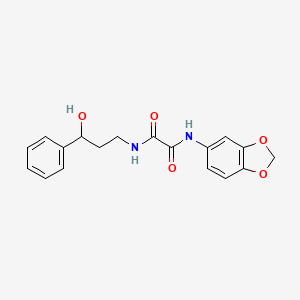 molecular formula C18H18N2O5 B2701633 N1-(benzo[d][1,3]dioxol-5-yl)-N2-(3-hydroxy-3-phenylpropyl)oxalamide CAS No. 1396874-04-6