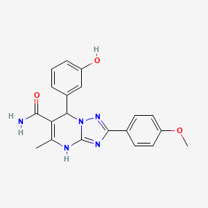 molecular formula C20H19N5O3 B2701664 7-(3-Hydroxyphenyl)-2-(4-methoxyphenyl)-5-methyl-4,7-dihydro-[1,2,4]triazolo[1,5-a]pyrimidine-6-carboxamide CAS No. 538318-43-3