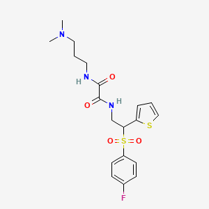 molecular formula C19H24FN3O4S2 B2701667 N-[3-(dimethylamino)propyl]-N'-[2-(4-fluorobenzenesulfonyl)-2-(thiophen-2-yl)ethyl]ethanediamide CAS No. 898413-07-5