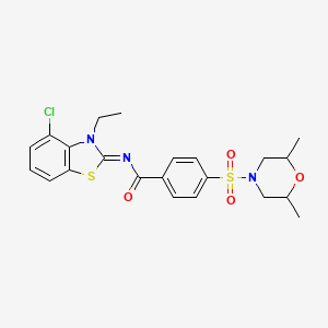 molecular formula C22H24ClN3O4S2 B2701668 (Z)-N-(4-chloro-3-ethylbenzo[d]thiazol-2(3H)-ylidene)-4-((2,6-dimethylmorpholino)sulfonyl)benzamide CAS No. 850911-27-2