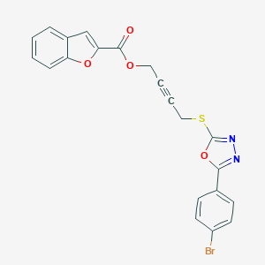 molecular formula C21H13BrN2O4S B270167 4-{[5-(4-Bromophenyl)-1,3,4-oxadiazol-2-yl]sulfanyl}-2-butynyl 1-benzofuran-2-carboxylate 