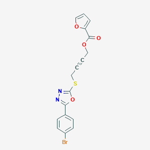 molecular formula C17H11BrN2O4S B270168 4-{[5-(4-Bromophenyl)-1,3,4-oxadiazol-2-yl]thio}but-2-ynyl 2-furoate 