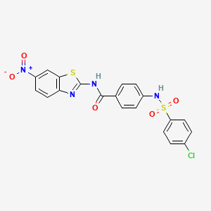 molecular formula C20H13ClN4O5S2 B2701682 4-(4-chlorobenzenesulfonamido)-N-(6-nitro-1,3-benzothiazol-2-yl)benzamide CAS No. 886909-54-2