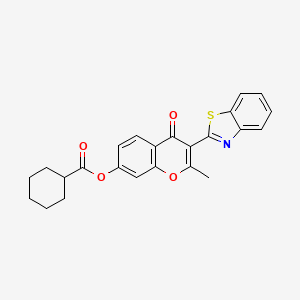 molecular formula C24H21NO4S B2701687 3-(1,3-benzothiazol-2-yl)-2-methyl-4-oxo-4H-chromen-7-yl cyclohexanecarboxylate CAS No. 618389-36-9