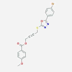 molecular formula C20H15BrN2O4S B270169 4-{[5-(4-Bromophenyl)-1,3,4-oxadiazol-2-yl]sulfanyl}-2-butynyl 4-methoxybenzoate 