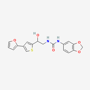 molecular formula C18H16N2O5S B2701698 1-(1,3-Benzodioxol-5-yl)-3-[2-[4-(furan-2-yl)thiophen-2-yl]-2-hydroxyethyl]urea CAS No. 2319849-54-0
