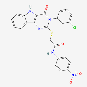 molecular formula C24H16ClN5O4S B2701701 2-((3-(3-氯苯基)-4-氧代-4,5-二氢-3H-嘧啶并[5,4-b]吲哚-2-基)硫)-N-(4-硝基苯基)乙酰胺 CAS No. 536713-26-5