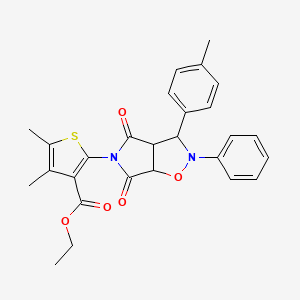 ethyl 4,5-dimethyl-2-[3-(4-methylphenyl)-4,6-dioxo-2-phenyl-hexahydro-2H-pyrrolo[3,4-d][1,2]oxazol-5-yl]thiophene-3-carboxylate