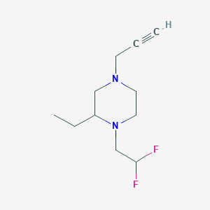 molecular formula C11H18F2N2 B2701707 1-(2,2-二氟乙基)-2-乙基-4-丙-2-炔基哌嗪 CAS No. 1607288-95-8