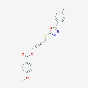 molecular formula C21H18N2O4S B270171 4-{[5-(4-Methylphenyl)-1,3,4-oxadiazol-2-yl]sulfanyl}-2-butynyl 4-methoxybenzoate 