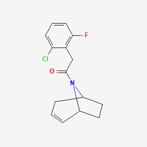molecular formula C15H15ClFNO B2701710 1-((1R,5S)-8-azabicyclo[3.2.1]oct-2-en-8-yl)-2-(2-chloro-6-fluorophenyl)ethanone CAS No. 1798046-96-4