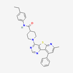 N-(4-ethylphenyl)-1-(11-methyl-13-phenyl-8-thia-3,5,10-triazatricyclo[7.4.0.02,7]trideca-1(13),2(7),3,5,9,11-hexaen-6-yl)piperidine-4-carboxamide