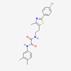 molecular formula C22H22ClN3O2S B2701716 N-{2-[2-(4-chlorophenyl)-4-methyl-1,3-thiazol-5-yl]ethyl}-N'-(3,4-dimethylphenyl)ethanediamide CAS No. 895800-99-4