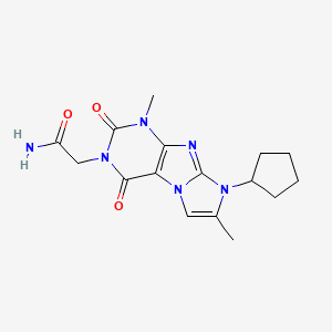 molecular formula C16H20N6O3 B2701719 2-(6-Cyclopentyl-4,7-dimethyl-1,3-dioxopurino[7,8-a]imidazol-2-yl)acetamide CAS No. 887672-08-4