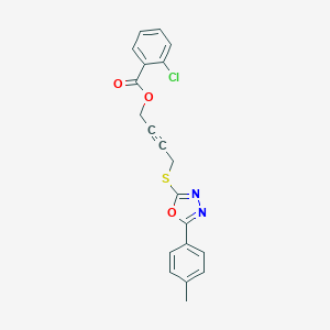 molecular formula C20H15ClN2O3S B270172 4-{[5-(4-Methylphenyl)-1,3,4-oxadiazol-2-yl]sulfanyl}-2-butynyl 2-chlorobenzoate 