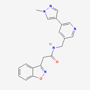 molecular formula C19H17N5O2 B2701726 2-(benzo[d]isoxazol-3-yl)-N-((5-(1-methyl-1H-pyrazol-4-yl)pyridin-3-yl)methyl)acetamide CAS No. 2034558-74-0