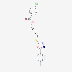 molecular formula C20H15ClN2O3S B270173 4-{[5-(4-Methylphenyl)-1,3,4-oxadiazol-2-yl]sulfanyl}-2-butynyl 4-chlorobenzoate 