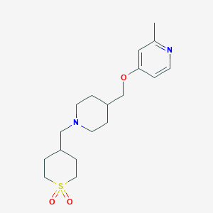 molecular formula C18H28N2O3S B2701734 4-[[4-[(2-Methylpyridin-4-yl)oxymethyl]piperidin-1-yl]methyl]thiane 1,1-dioxide CAS No. 2380060-44-4