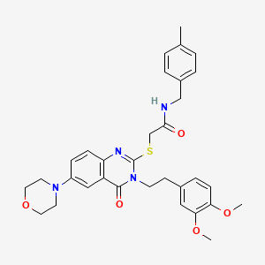 molecular formula C32H36N4O5S B2701738 2-((3-(3,4-dimethoxyphenethyl)-6-morpholino-4-oxo-3,4-dihydroquinazolin-2-yl)thio)-N-(4-methylbenzyl)acetamide CAS No. 689761-18-0