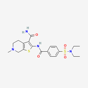 molecular formula C20H26N4O4S2 B2701742 2-[[4-(diethylsulfamoyl)benzoyl]amino]-6-methyl-5,7-dihydro-4H-thieno[2,3-c]pyridine-3-carboxamide CAS No. 449767-05-9