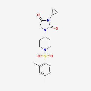 3-Cyclopropyl-1-[1-(2,4-dimethylbenzenesulfonyl)piperidin-4-yl]imidazolidine-2,4-dione