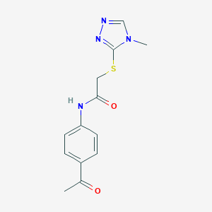 molecular formula C13H14N4O2S B270176 N-(4-acetylphenyl)-2-[(4-methyl-4H-1,2,4-triazol-3-yl)sulfanyl]acetamide 