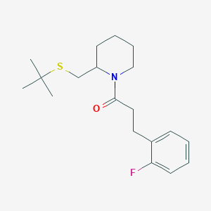 molecular formula C19H28FNOS B2701768 1-(2-((叔丁基硫基)甲基哌啶-1-基)-3-(2-氟苯基)丙酮 CAS No. 2034423-07-7