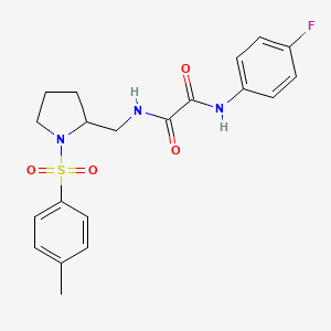 molecular formula C20H22FN3O4S B2701804 N1-(4-fluorophenyl)-N2-((1-tosylpyrrolidin-2-yl)methyl)oxalamide CAS No. 896273-87-3