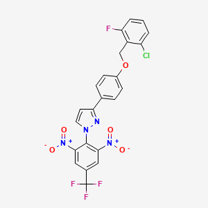 molecular formula C23H13ClF4N4O5 B2701807 3-{4-[(2-chloro-6-fluorobenzyl)oxy]phenyl}-1-[2,6-dinitro-4-(trifluoromethyl)phenyl]-1H-pyrazole CAS No. 477711-67-4