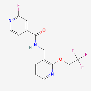 molecular formula C14H11F4N3O2 B2701824 2-fluoro-N-{[2-(2,2,2-trifluoroethoxy)pyridin-3-yl]methyl}pyridine-4-carboxamide CAS No. 1375248-94-4
