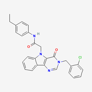 molecular formula C27H23ClN4O2 B2701825 2-(3-(2-chlorobenzyl)-4-oxo-3H-pyrimido[5,4-b]indol-5(4H)-yl)-N-(4-ethylphenyl)acetamide CAS No. 1185123-55-0