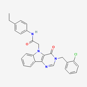 molecular formula C27H23ClN4O2 B2701825 2-(3-(2-氯苄基)-4-氧代-3H-嘧啶并[5,4-b]吲哚-5(4H)-基)-N-(4-乙基苯基)乙酰胺 CAS No. 1185123-55-0