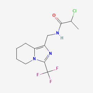 molecular formula C12H15ClF3N3O B2701838 2-Chloro-N-[[3-(trifluoromethyl)-5,6,7,8-tetrahydroimidazo[1,5-a]pyridin-1-yl]methyl]propanamide CAS No. 2411278-11-8