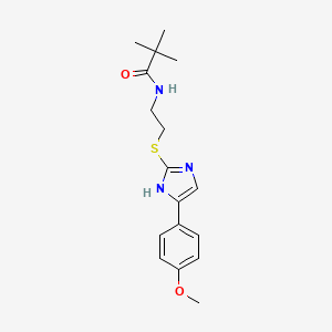 molecular formula C17H23N3O2S B2701841 N-(2-((5-(4-methoxyphenyl)-1H-imidazol-2-yl)thio)ethyl)pivalamide CAS No. 897455-56-0