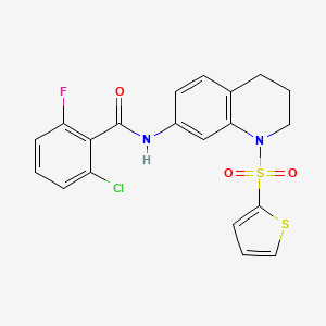 molecular formula C20H16ClFN2O3S2 B2701845 2-氯-6-氟-N-(1-噻吩-2-基磺酰-3,4-二氢-2H-喹啉-7-基)苯甲酰胺 CAS No. 898413-85-9