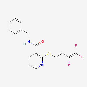 molecular formula C17H15F3N2OS B2701853 N-苄基-2-[(3,4,4-三氟-3-丁烯基)硫醇基]烟酰胺 CAS No. 478081-11-7