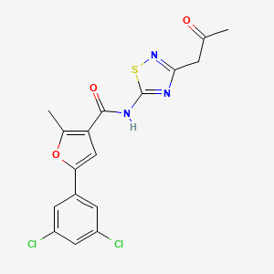 molecular formula C17H13Cl2N3O3S B2701871 5-(3,5-二氯苯基)-2-甲基-N-(3-(2-氧代丙基)-1,2,4-噻二唑-5-基)噻吩-3-羧酰胺 CAS No. 801226-07-3