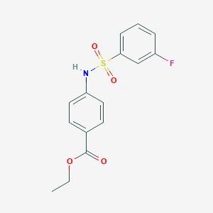 molecular formula C15H14FNO4S B270188 Ethyl 4-{[(3-fluorophenyl)sulfonyl]amino}benzoate 