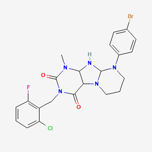 B2701943 9-(4-bromophenyl)-3-[(2-chloro-6-fluorophenyl)methyl]-1-methyl-1H,2H,3H,4H,6H,7H,8H,9H-pyrimido[1,2-g]purine-2,4-dione CAS No. 920458-72-6