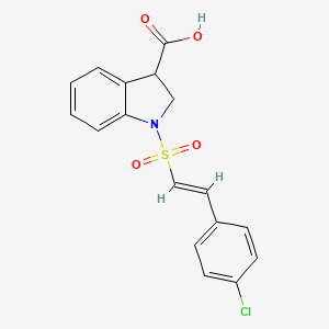 molecular formula C17H14ClNO4S B2701991 1-[(E)-2-(4-chlorophenyl)ethenyl]sulfonyl-2,3-dihydroindole-3-carboxylic acid CAS No. 1390845-49-4