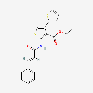 molecular formula C20H17NO3S2 B2701993 乙酸2-[[(E)-3-苯基丙-2-烯酰]氨基]-4-噻吩-2-基噻吩-3-羧酸酯 CAS No. 683780-31-6